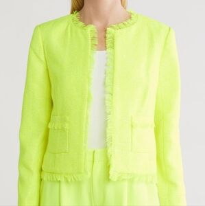 L'AGENCE Angelina Neon Tweed Jacket MSRP $650